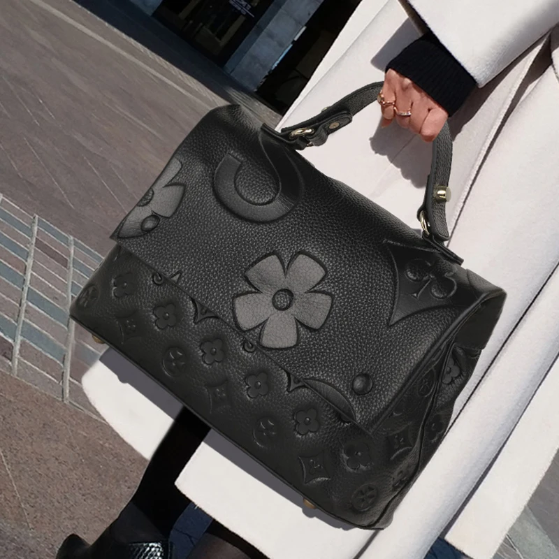 Top layer cowhide bag 2025 New fashionable versatile summer handbag Women's bag Genuine leather one shoulder crossbody bag
